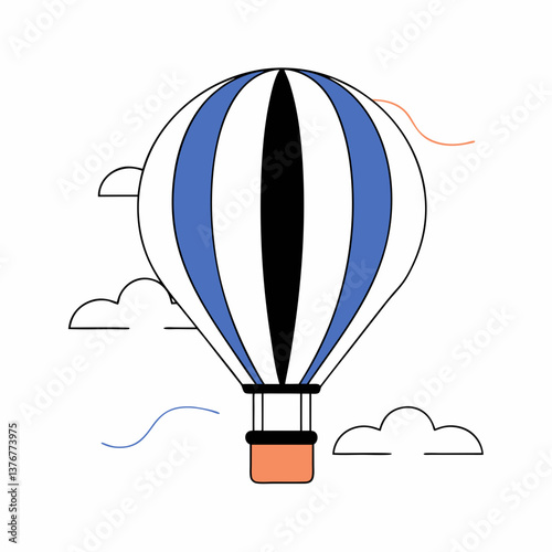 dazzling artistic Silhouette of a hot air balloon. Crisp edges, flat color, scalable design. VECTOR FORMAT with Scalable Design. professional