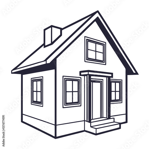 rare nordic Minimal silhouette of a house. Crisp edges, flat color, scalable design. VECTOR FORMAT with Scalable Design. handcrafted
