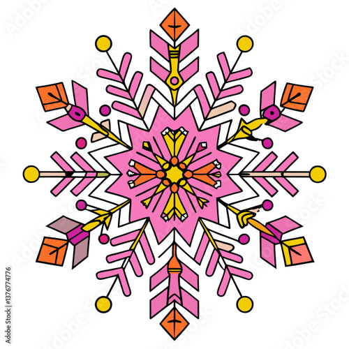 notable surreal Symmetrical snowflake silhouette. Flat color, single-weight stroke, crisp edges. VECTOR FORMAT with Scalable Design. perfect clarity photo