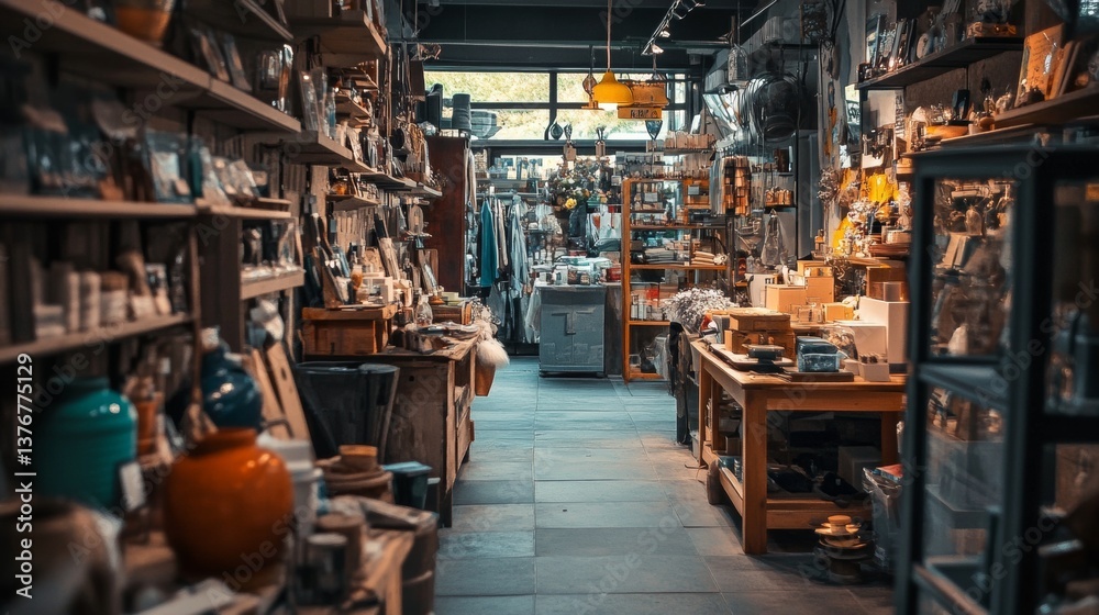 Cozy artisan workshop filled with tools and pottery Cozy artisan workshop filled with tools and pottery