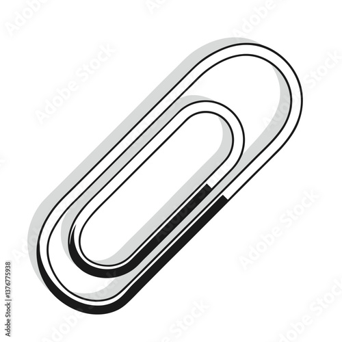 exquisite quintessential Pictogram of a paperclip. Minimal design, crisp edges, scalable. VECTOR FORMAT with Scalable Design.