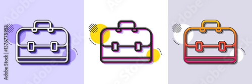 Business case line icon. Halftone dotted pattern. Gradient icon with grain shadow. Portfolio symbol. Diplomat sign. Line portfolio icon. Various designs. Vector