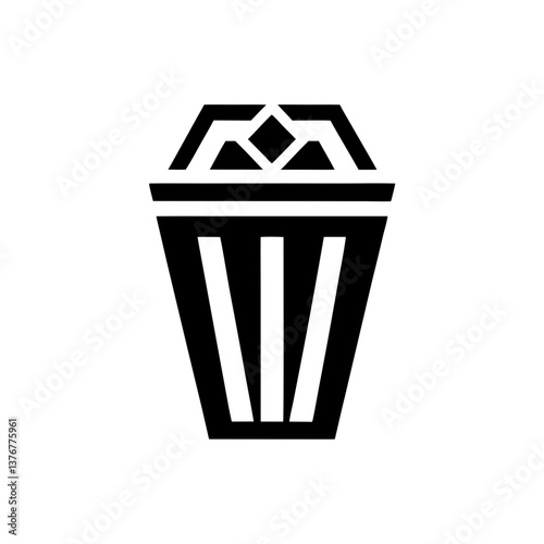 striking abstract Pictogram of a trash can. Flat color, geometric shape, clean lines. VECTOR FORMAT with Scalable Design. elite