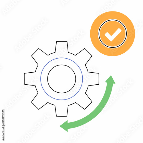 exquisite timeless Pictogram of a settings gear. Crisp edges, single-weight stroke, scalable. VECTOR FORMAT with Scalable Design.