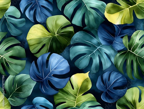 Tropical Monstera Leaves Pattern.