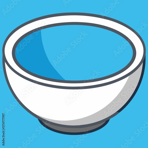 alluring inspired Clean lines isometric bowl with flat color interior and white exterior. VECTOR FORMAT with Scalable Design.