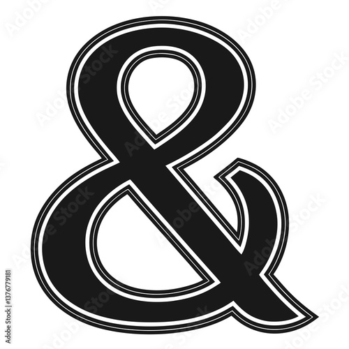 exemplary surreal Symmetrical ampersand using single-weight stroke. Flat black, scalable design. VECTOR FORMAT with Scalable Design. ultra HD