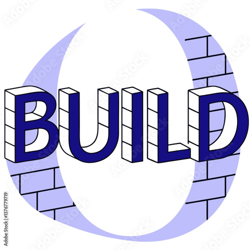 unparalleled modern "BUILD" with geometric brick-like letterforms. Clean lines, flat brown. VECTOR FORMAT with Scalable Design. flawless