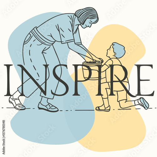 pristine modern Scalable "INSPIRE" with sharp edges. Flat emerald, minimal style. VECTOR FORMAT with Scalable Design. genuine