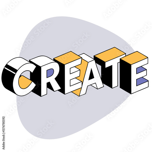exemplary industrial "CREATE" in a 3D isometric style, flat colors. Clean lines, scalable. VECTOR FORMAT with Scalable Design. top-tier