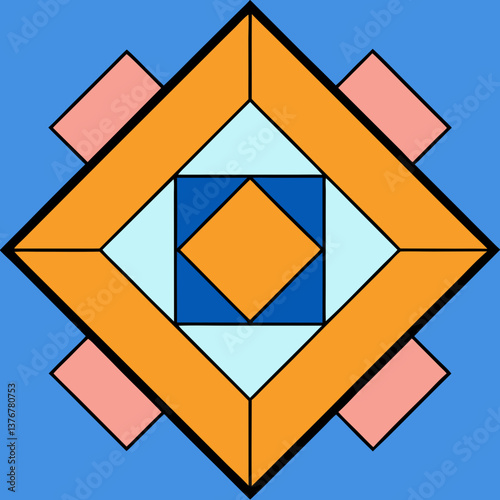 fascinating unforgettable Geometric abstraction with overlapping squares and triangles. Clean lines, flat color, scalable. VECTOR FORMAT with Scalable Design.