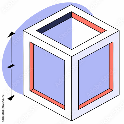 extraordinary notable Isometric projection of a simple cube. Crisp edges, single-weight stroke, minimal. VECTOR FORMAT with Scalable Design.