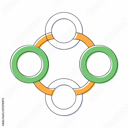 romantic picturesque Abstract composition of interconnected circles. Minimal, scalable, flat color. VECTOR FORMAT with Scalable Design. high quality