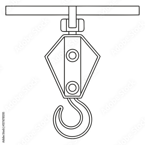 exquisite retro Flat color illustration of a pulley system. Clean lines, scalable, minimal. VECTOR FORMAT with Scalable Design. precision