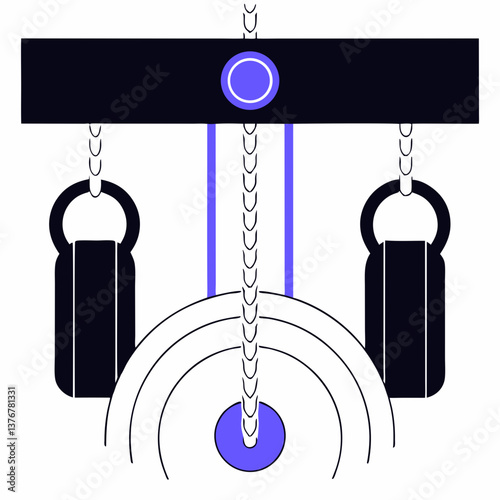 alluring romantic contemporary Flat color illustration of a pulley system. Clean lines, scalable, minimal. VECTOR FORMAT with Scalable Design. flawless
