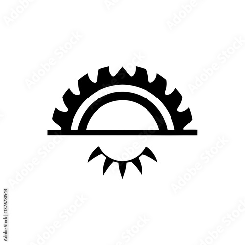 captivating energetic rustic Minimalist illustration of a saw blade. Scalable design, clean lines, flat color. VECTOR FORMAT with Scalable Design. handcrafted