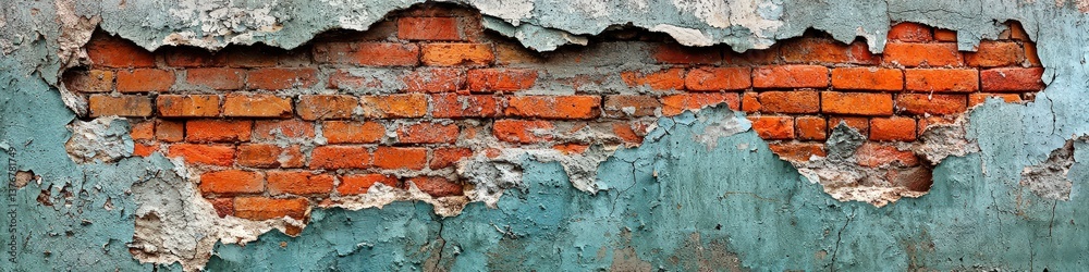 Decaying Wall Peeling Paint, Exposed Bricks, Textured Surface Decaying Wall Peeling Paint, Exposed Bricks, Textured Surface