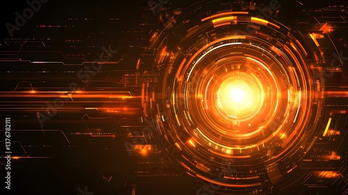 Glowing orange circle in a futuristic abstract design creating a stunning visual representation of energy