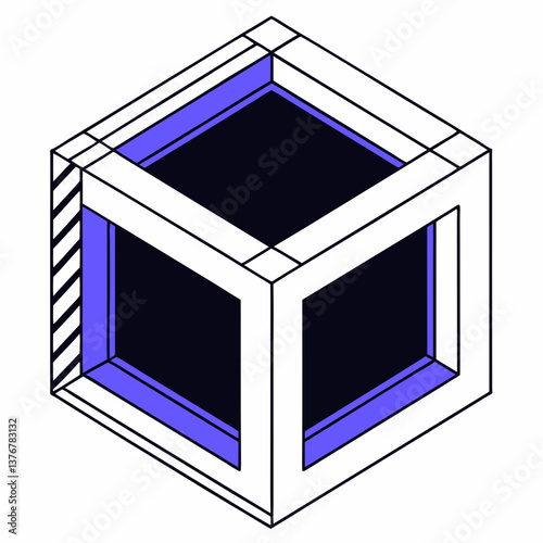 signature contemporary Geometric outline of a cube. Scalable, crisp edges. VECTOR FORMAT with Scalable Design. high quality