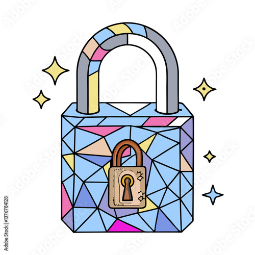 beautiful mysterious renaissance Scalable, flat color lock icon with crisp edges and a single-weight stroke. Geometric design. VECTOR FORMAT with Scalable Design. handcrafted