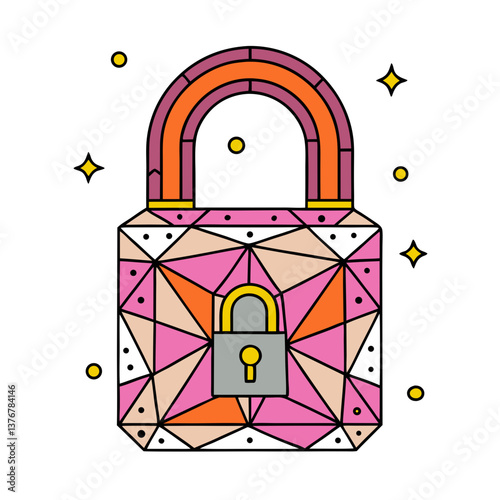 alluring mysterious impressionist Scalable, flat color lock icon with crisp edges and a single-weight stroke. Geometric design. VECTOR FORMAT with Scalable Design. high resolution