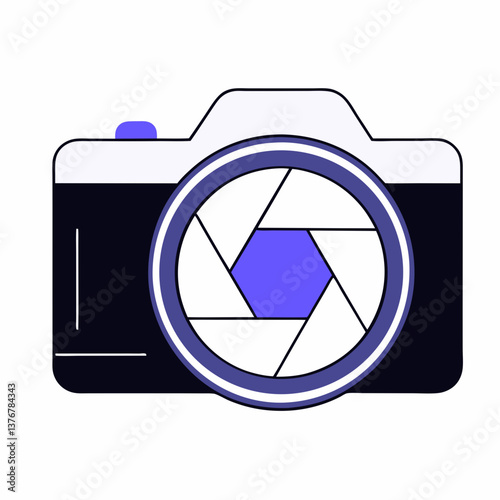 playful picturesque Scalable, flat color camera icon with crisp edges and a single-weight stroke. Geometric design. VECTOR FORMAT with Scalable Design. impeccable
