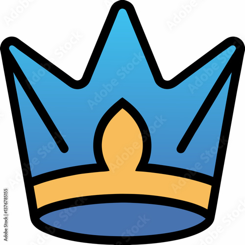 pristine romantic coastal Flat color crown icon with crisp edges and a single-weight stroke. Scalable design. VECTOR FORMAT with Scalable Design. 8K