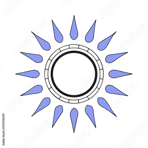 tranquil immaculate Symmetrical flat color sun icon with crisp edges and a single-weight stroke. Scalable design. VECTOR FORMAT with Scalable Design. authentic