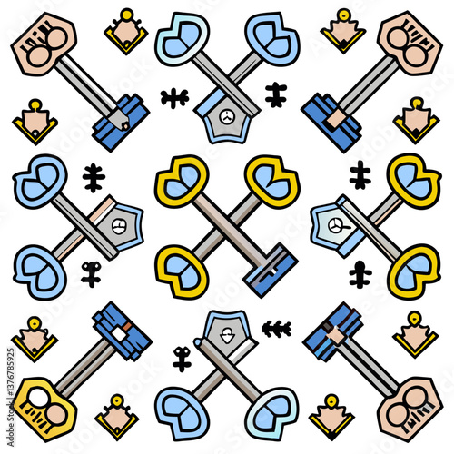 romantic elegant Repeating key pattern with symmetrical design. Minimal, scalable. VECTOR FORMAT with Scalable Design. precision