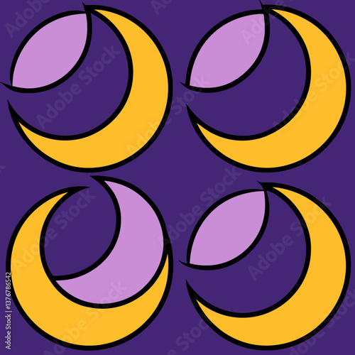 melancholic extraordinary Repeating crescent moon shapes in a flowing pattern. Flat color, scalable. VECTOR FORMAT with Scalable Design. detailed