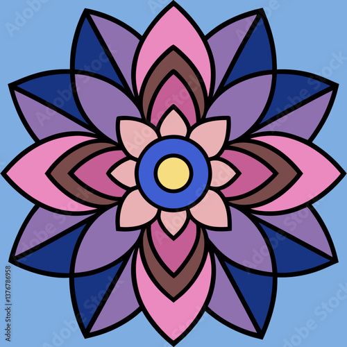 striking art deco A stylized flower pattern with geometric petals. Clean lines, scalable. VECTOR FORMAT with Scalable Design. refined