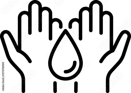 Handwashing icon with water droplet - Editable Stroke SVG, fully scalable.