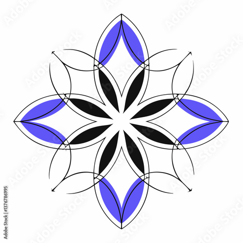 enchanting dreamy coastal A stylized flower pattern with geometric petals. Clean lines, scalable. VECTOR FORMAT with Scalable Design. elite