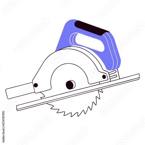 splendid vintage Clean lines outlining a saw blade. Scalable. Flat color. Minimal design. VECTOR FORMAT with Scalable Design. perfect clarity