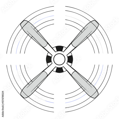 exemplary impressionist Symmetrical illustration of a propeller. Clean lines. Flat color. Scalable. VECTOR FORMAT with Scalable Design. genuine
