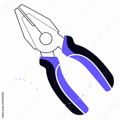 wonderful dramatic geometric Clean lines sketching a pair of pliers. Scalable. Flat color. Minimal. VECTOR FORMAT with Scalable Design. fine detail