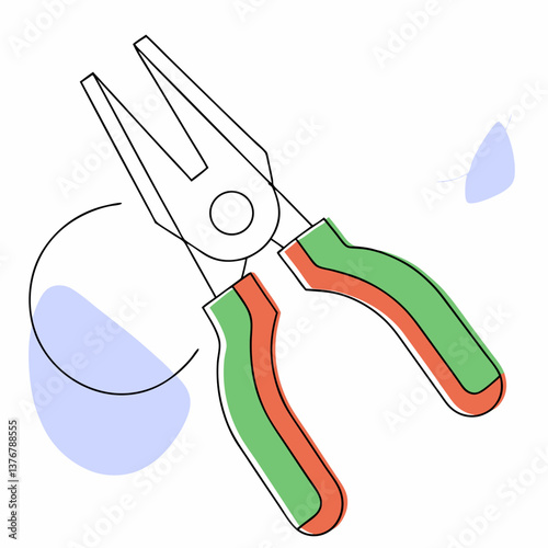 nostalgic alluring Clean lines sketching a pair of pliers. Scalable. Flat color. Minimal. VECTOR FORMAT with Scalable Design. museum quality