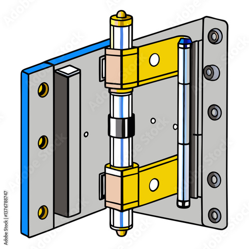 dramatic classic Clean lines detailing a door hinge. Single-weight stroke. Scalable. Flat color. VECTOR FORMAT with Scalable Design. refined