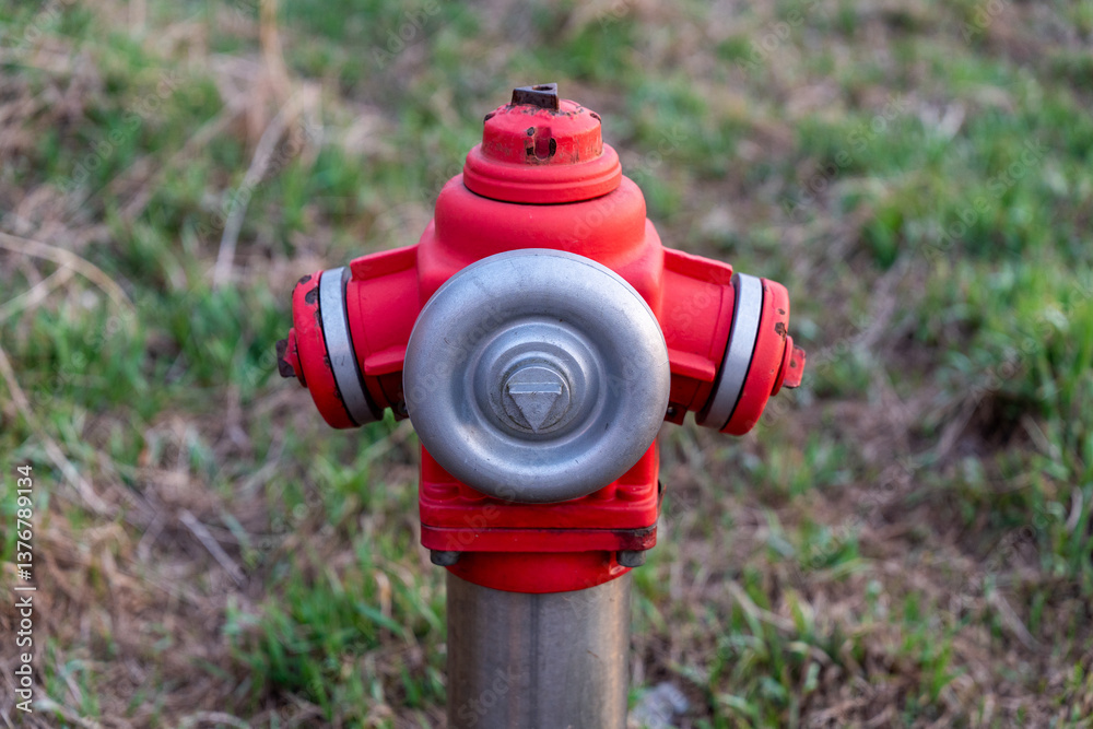 Hydrant w zachodzącym świetle – industrialny klimat – Element bezpieczeństwa w wieczornej scenerii. Hydrant w zachodzącym świetle – industrialny klimat – Element bezpieczeństwa w wieczornej scenerii.