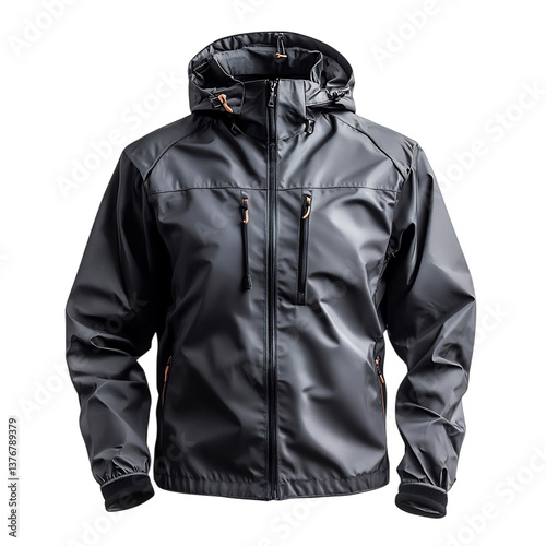 Men's Softshell Rain Jacket Isolated on Transparent Background