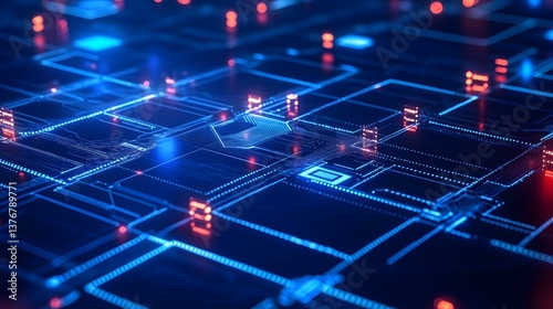 Cybernetic Network: An intricate circuit board illuminates, pulsing with a vibrant dance of data and energy, representing the complex systems that power the digital age.