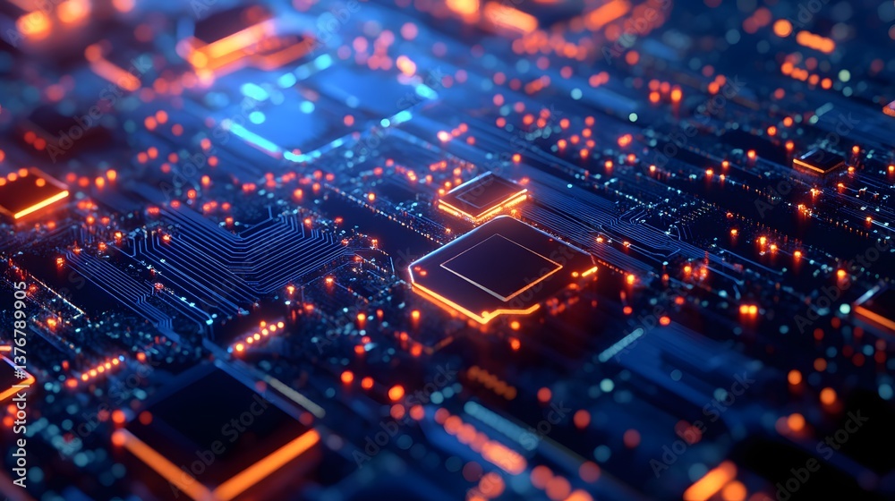 Digital Pathways: Intricate circuits and glowing processors on a cutting-edge circuit board, symbolizing the complex architecture of modern technology. Digital Pathways: Intricate circuits and glowing processors on a cutting-edge circuit board, symbolizing the complex architecture of modern technology.