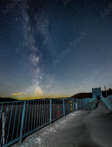 Night Photography of the Bicycling Trail along the Chatcolet Lake, Idaho