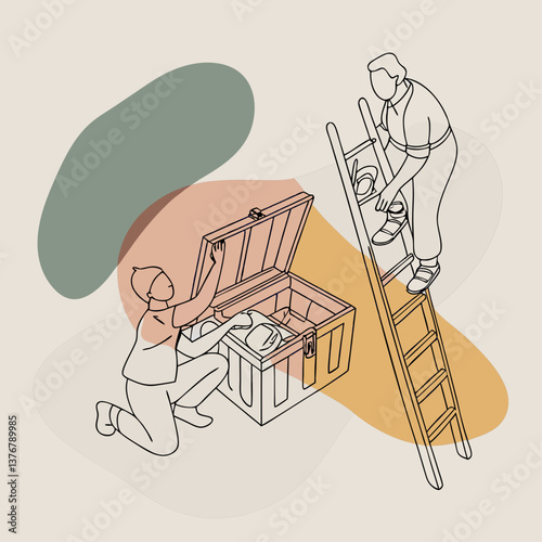 picturesque tranquil tropical Isometric toolbox with clean lines. Flat color, sharp edges, minimal design. Scalable. VECTOR FORMAT with Scalable Design. top-tier