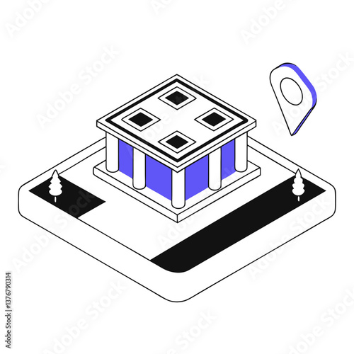harmonious exquisite Isometric floating island. Crisp edges, symmetrical design, flat color. Scalable minimal design. VECTOR FORMAT with Scalable Design. flawless