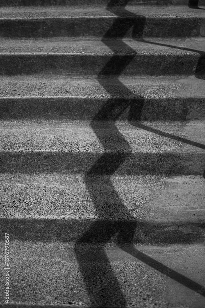 A Shadow on Concrete Stairs