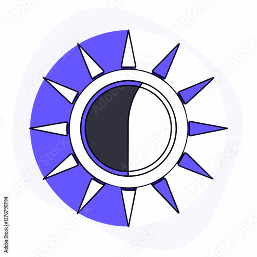 exquisite futuristic Isometric sun. Clean lines, symmetrical design, flat color. Scalable minimal design. VECTOR FORMAT with Scalable Design. refined