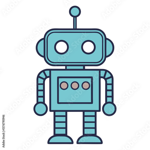 exquisite organic Square robot with rounded corners and antenna. Flat color, scalable design, geometric shape. VECTOR FORMAT with Scalable Design. gallery standard