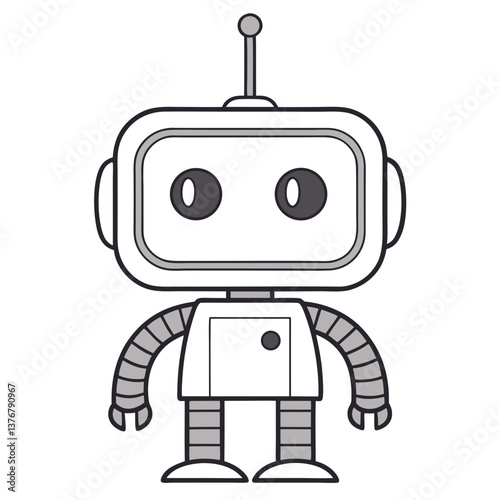 unparalleled tropical Square robot with rounded corners and antenna. Flat color, scalable design, geometric shape. VECTOR FORMAT with Scalable Design. masterfully captured