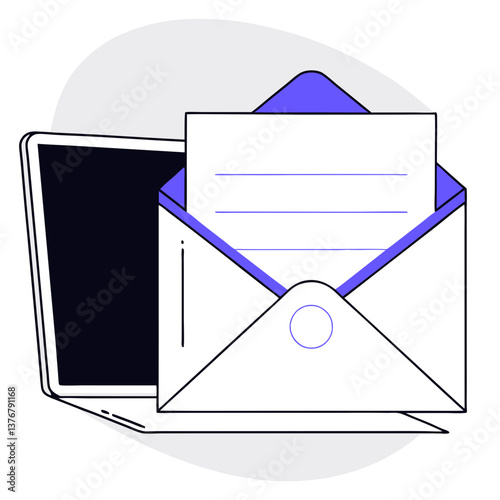 serene vintage Minimal monoline envelope icon. Clean lines, crisp edges. VECTOR FORMAT with Scalable Design. exclusive